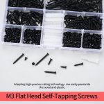 430 Pcs M3 Black Wood Screws Assortment Fasteners Kit, Cross Drive Head Countersunk Head Self-Tapping Screws, Assorted Flat Head Round Head Screws with 20 Pcs Plastic Wall Screw Anchors - Image 5